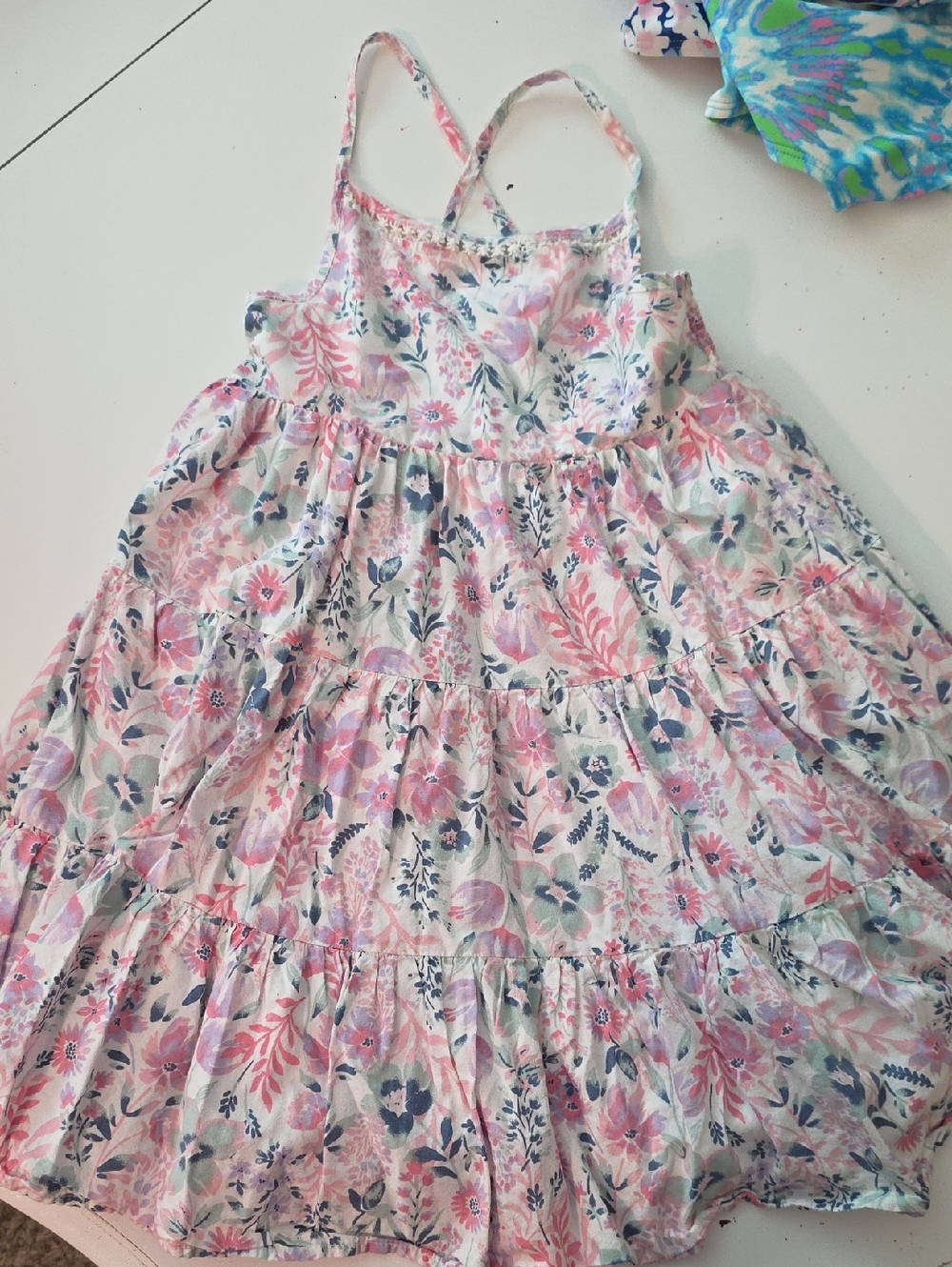 Rachel Zoe Pink and Blue Floral Tiered Sundress for Kids